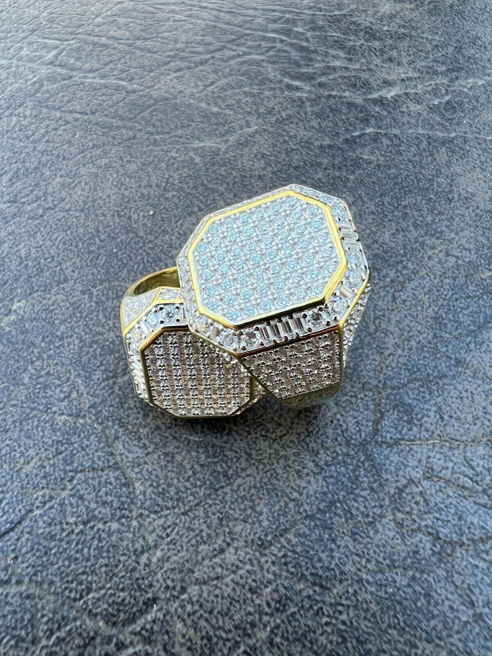 Large Real 14k Gold Vermeil 3ct MOISSANITE Pinky RING Hip Hop Pass Diamond Test 6 Large Real 14k Gold Vermeil 3ct MOISSANITE Pinky RING Hip Hop Pass Diamond Test - Image 4