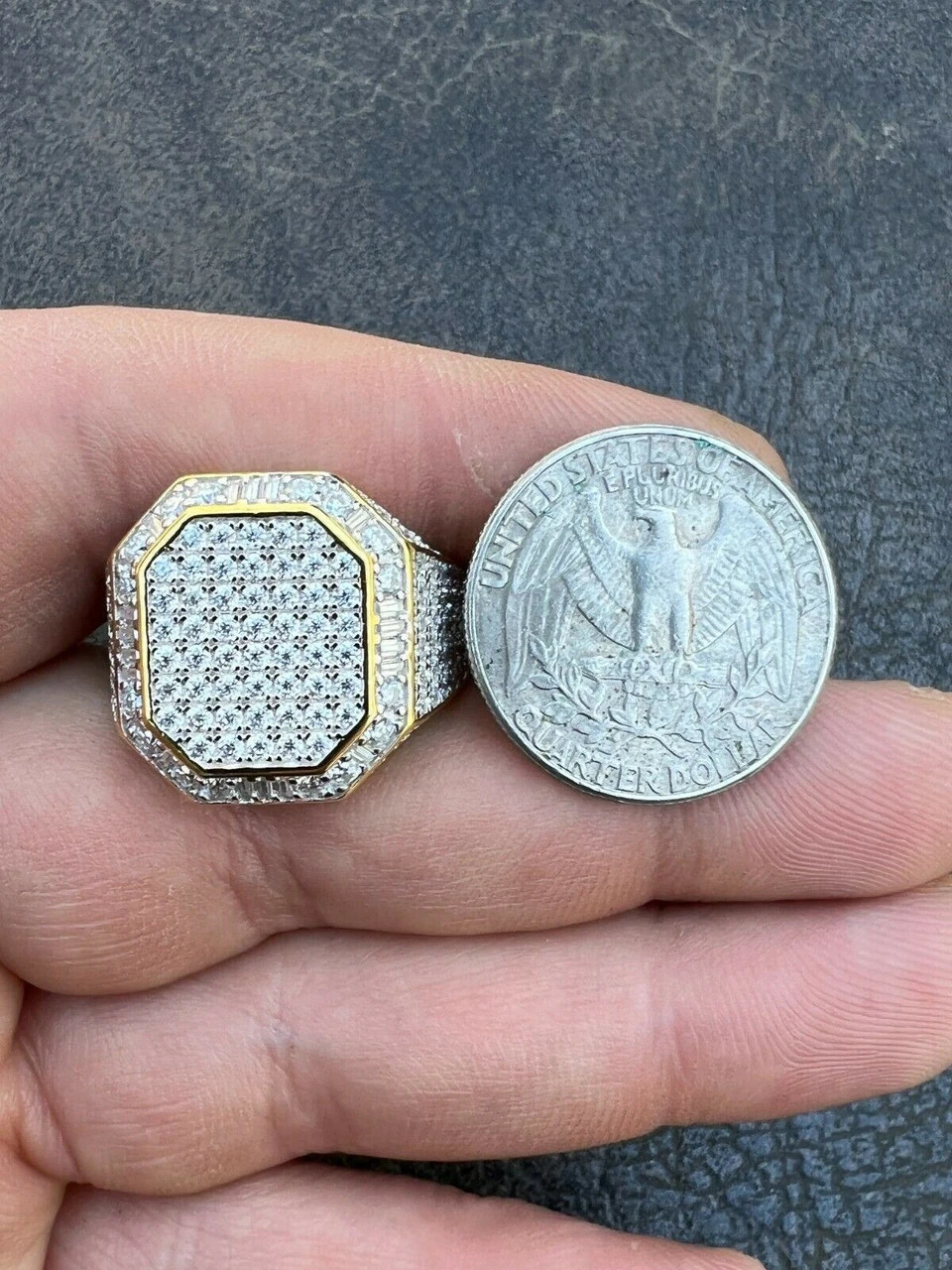 Large Real 14k Gold Vermeil 3ct MOISSANITE Pinky RING Hip Hop Pass Diamond Test 14 Large Real 14k Gold Vermeil 3ct MOISSANITE Pinky RING Hip Hop Pass Diamond Test - Image 12