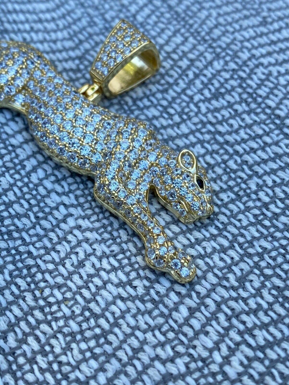 Large Real 925 Sterling Panther Cheetah Puma Pendant Necklace Iced Gold Silver 10 Large Real 925 Sterling Panther Cheetah Puma Pendant Necklace Iced Gold Silver - Image 8