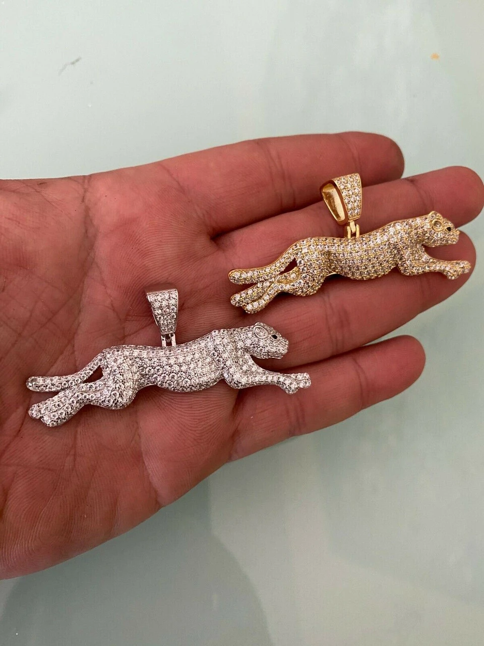Large Real 925 Sterling Panther Cheetah Puma Pendant Necklace Iced Gold Silver 13 Large Real 925 Sterling Panther Cheetah Puma Pendant Necklace Iced Gold Silver - Image 11