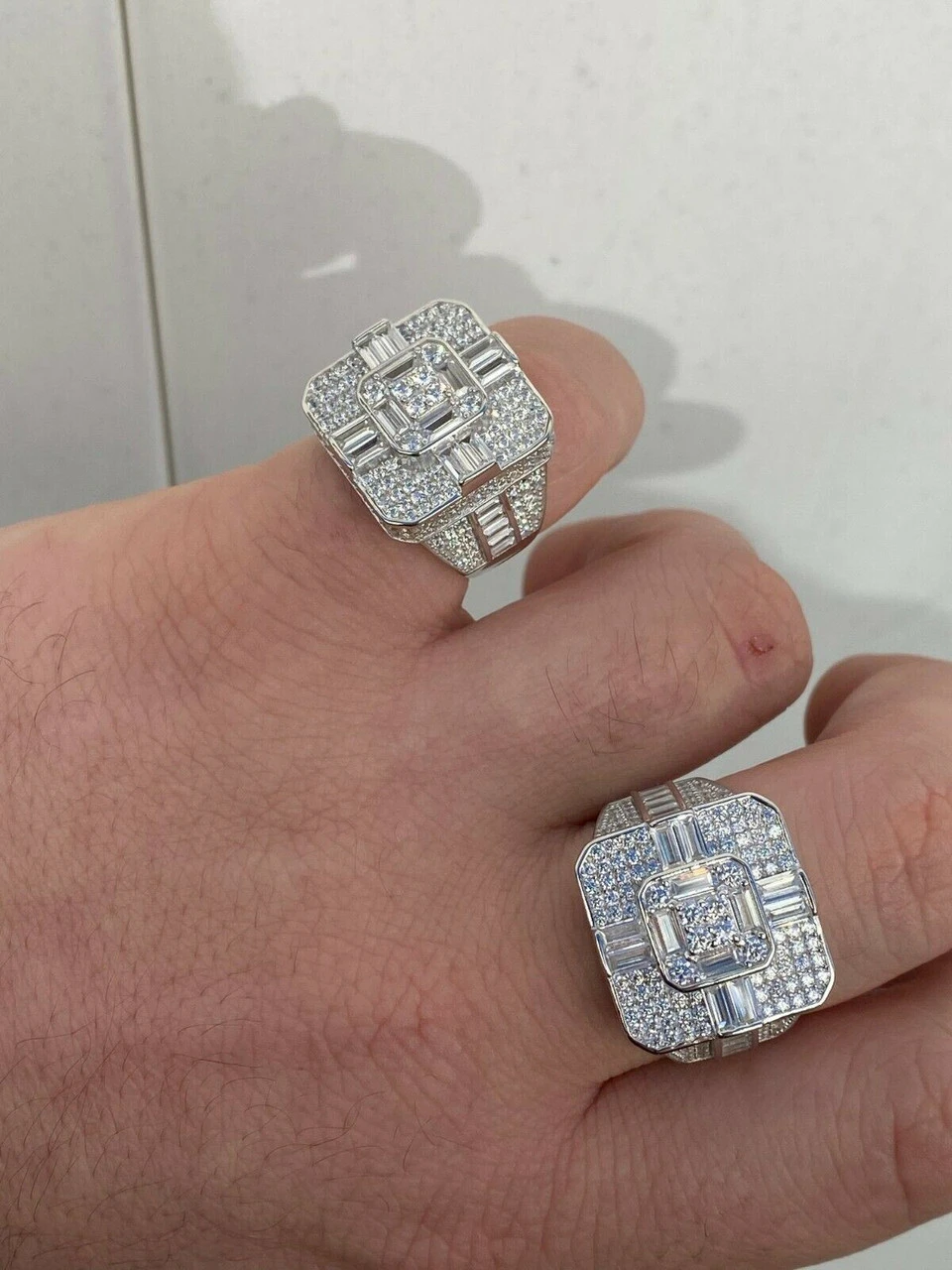 Large Real Solid 925 Sterling Silver Men's Baguette Diamond Cross Ring Hip Hop 12 Large Real Solid 925 Sterling Silver Men's Baguette Diamond Cross Ring Hip Hop - Image 10