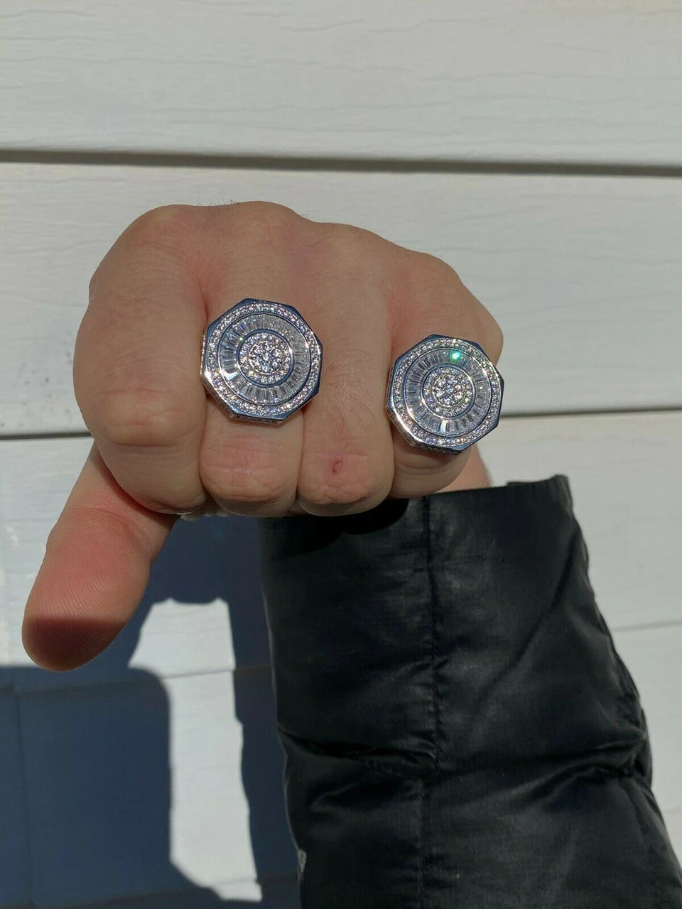 Large Real Solid 925 Sterling Silver Men's Baguette Diamond Pinky Ring Hip Hop 8 Large Real Solid 925 Sterling Silver Men's Baguette Diamond Pinky Ring Hip Hop - Image 6