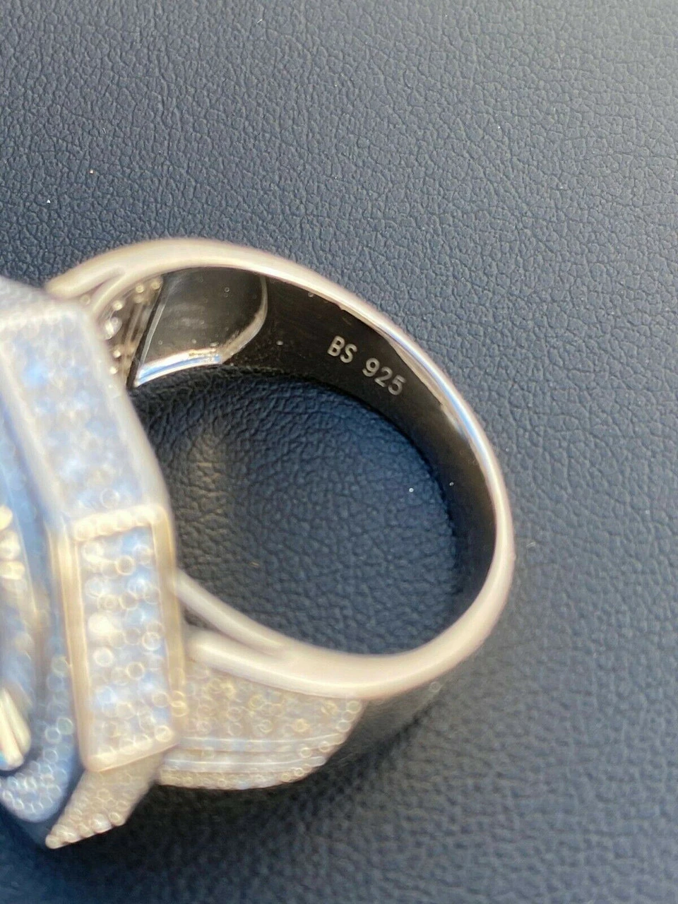 Large Real Solid 925 Sterling Silver Men's Baguette Diamond Pinky Ring Hip Hop 13 Large Real Solid 925 Sterling Silver Men's Baguette Diamond Pinky Ring Hip Hop - Image 11