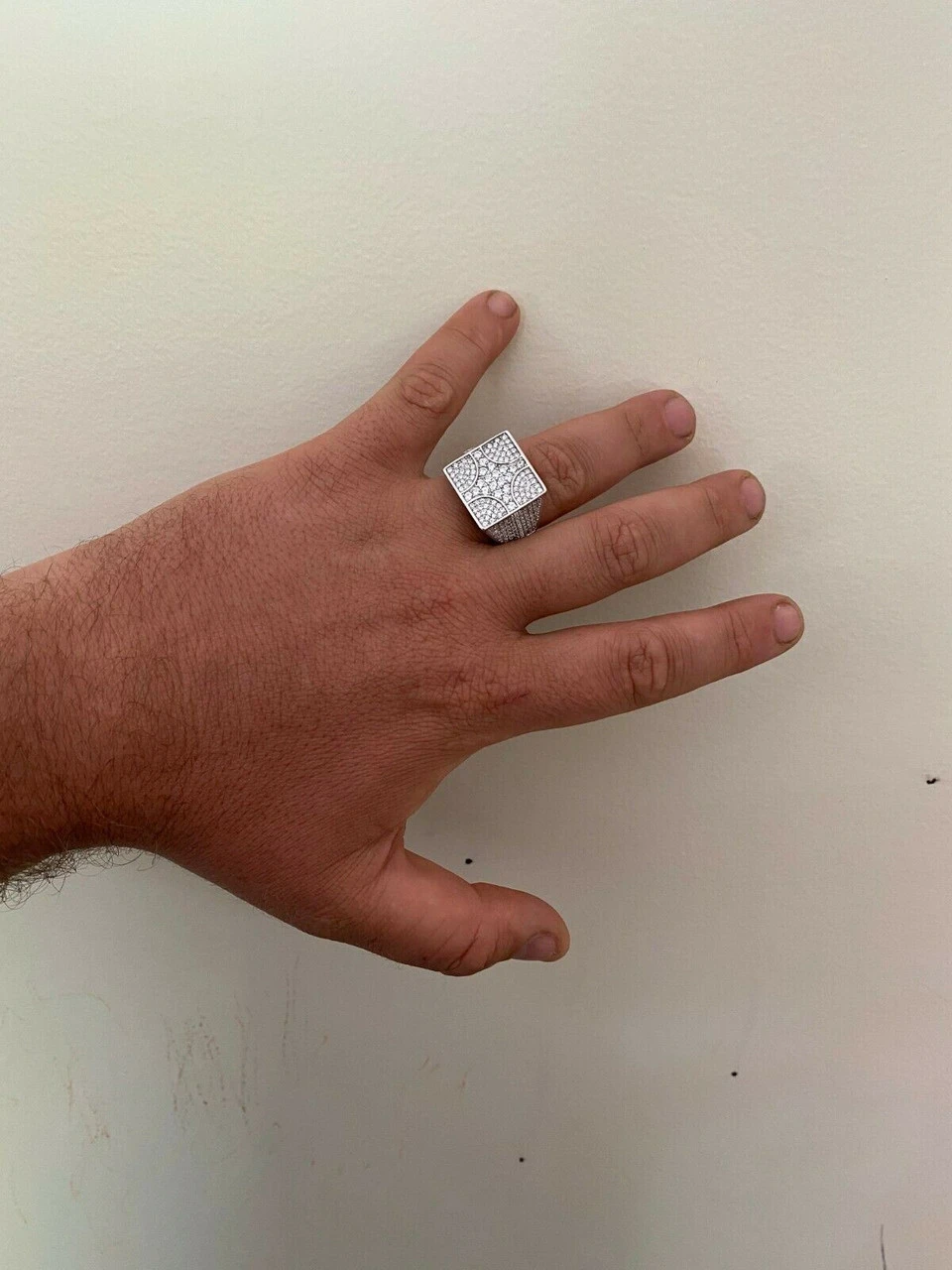 Large Real Solid 925 Sterling Silver Mens Diamond Ring Hip Hop 18mm Square Iced 13 Large Real Solid 925 Sterling Silver Mens Diamond Ring Hip Hop 18mm Square Iced - Image 11