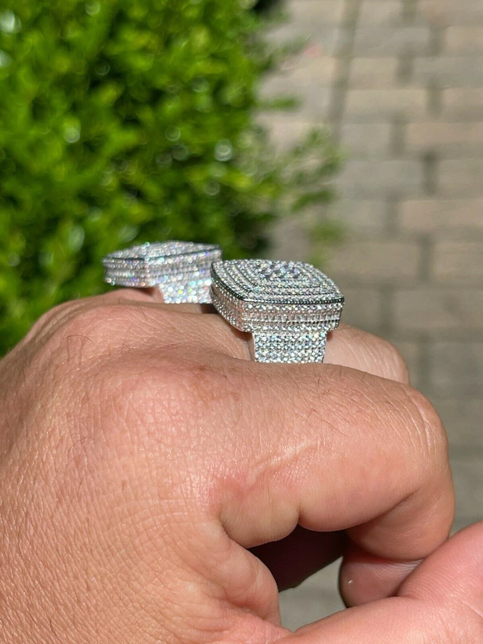 Large Real Solid 925 Sterling Silver Mens Iced Diamond Baguette Out Ring Hip Hop 8 Large Real Solid 925 Sterling Silver Mens Iced Diamond Baguette Out Ring Hip Hop - Image 6