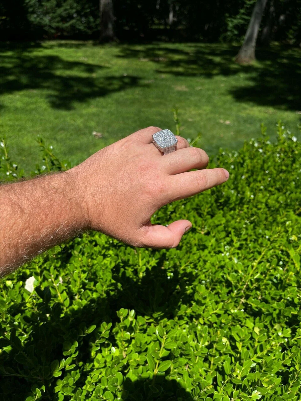 Large Real Solid 925 Sterling Silver Mens Iced Diamond Baguette Out Ring Hip Hop 11 Large Real Solid 925 Sterling Silver Mens Iced Diamond Baguette Out Ring Hip Hop - Image 9