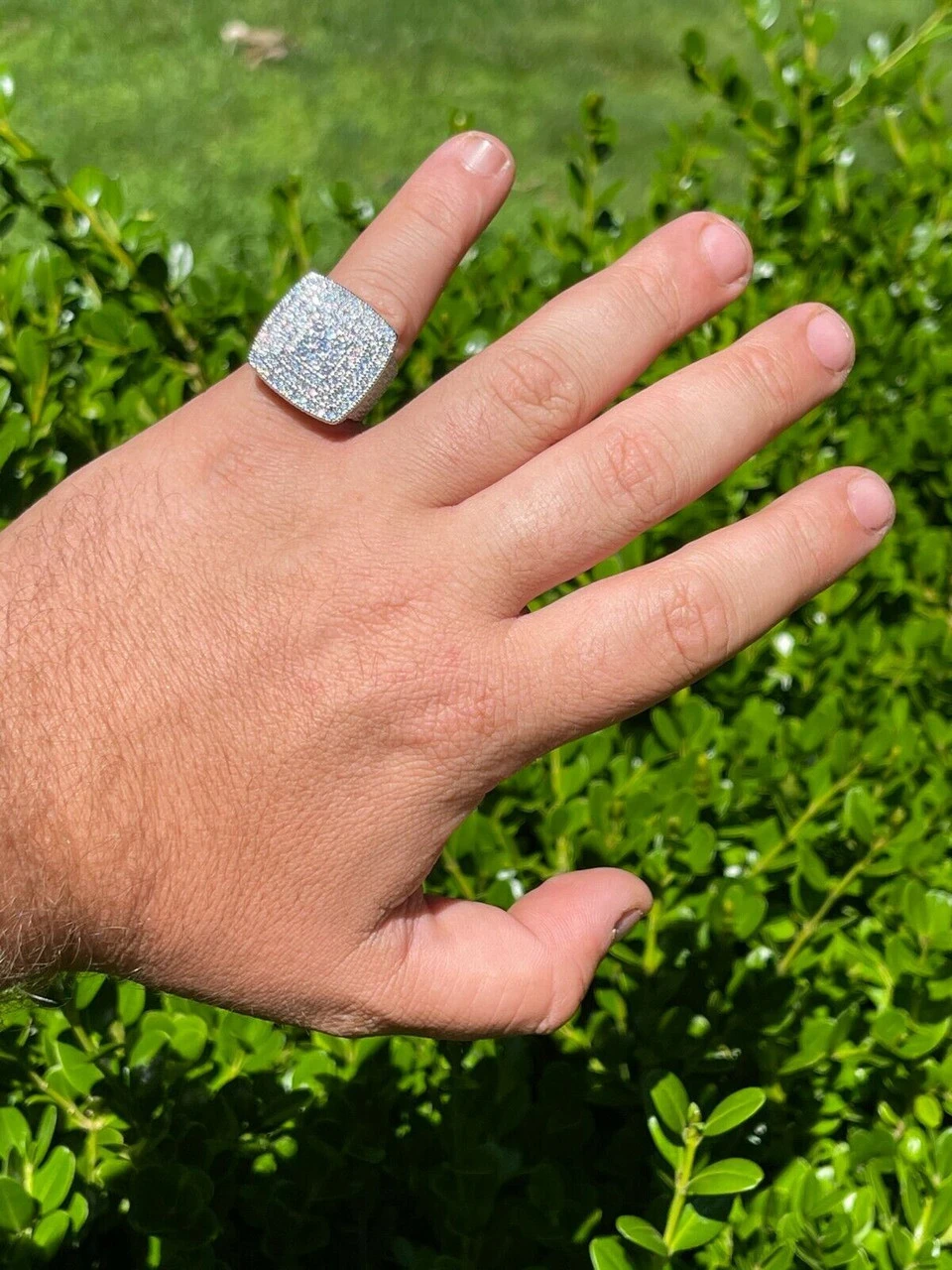 Large Real Solid 925 Sterling Silver Mens Iced Diamond Baguette Out Ring Hip Hop 10 Large Real Solid 925 Sterling Silver Mens Iced Diamond Baguette Out Ring Hip Hop - Image 8