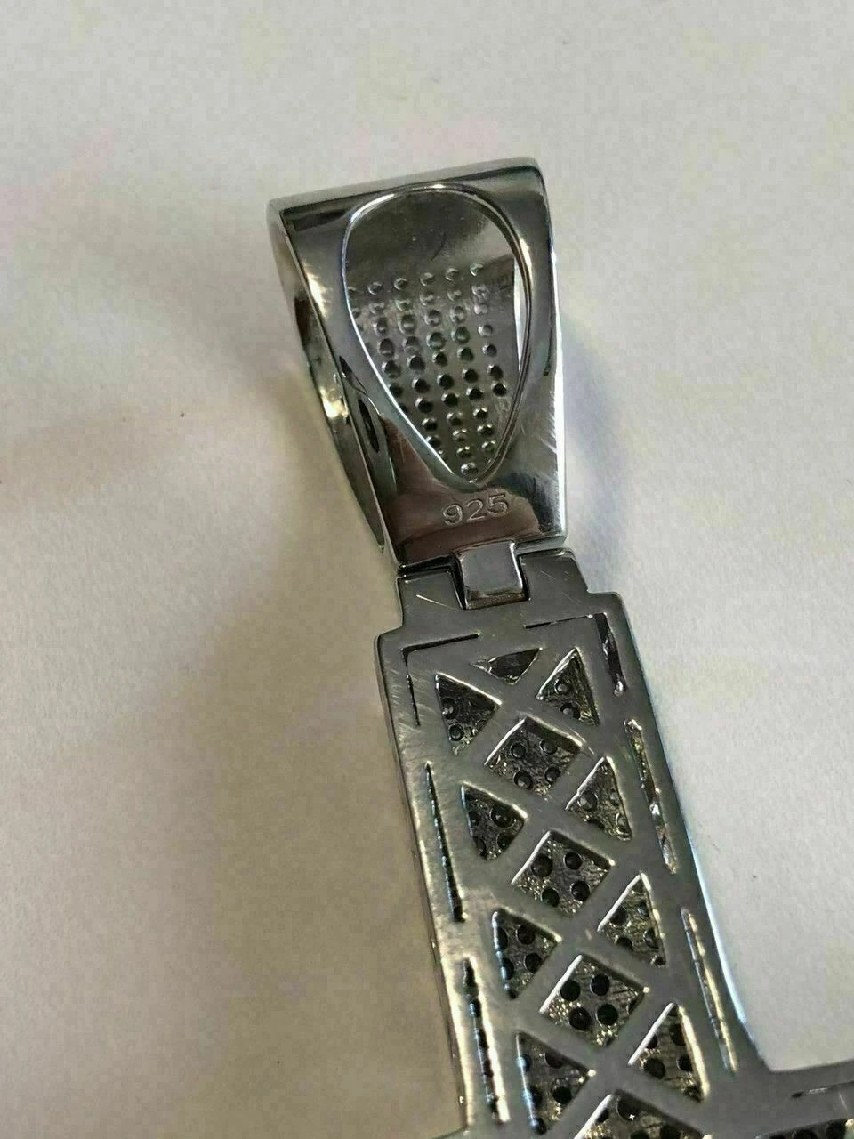 Large Solid 925 Silver Mens Cross 5ct Diamonds 3.25” BIG Hip Hop Pendant Jesus 10 Large Solid 925 Silver Mens Cross 5ct Diamonds 3.25” BIG Hip Hop Pendant Jesus - Image 8