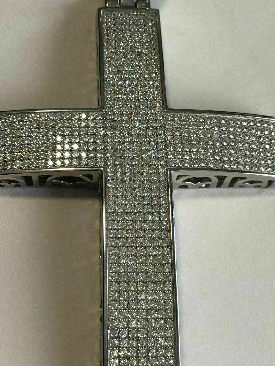 Large Solid 925 Silver Mens Cross 5ct Diamonds 3.25” BIG Hip Hop Pendant Jesus 12 Large Solid 925 Silver Mens Cross 5ct Diamonds 3.25” BIG Hip Hop Pendant Jesus - Image 10