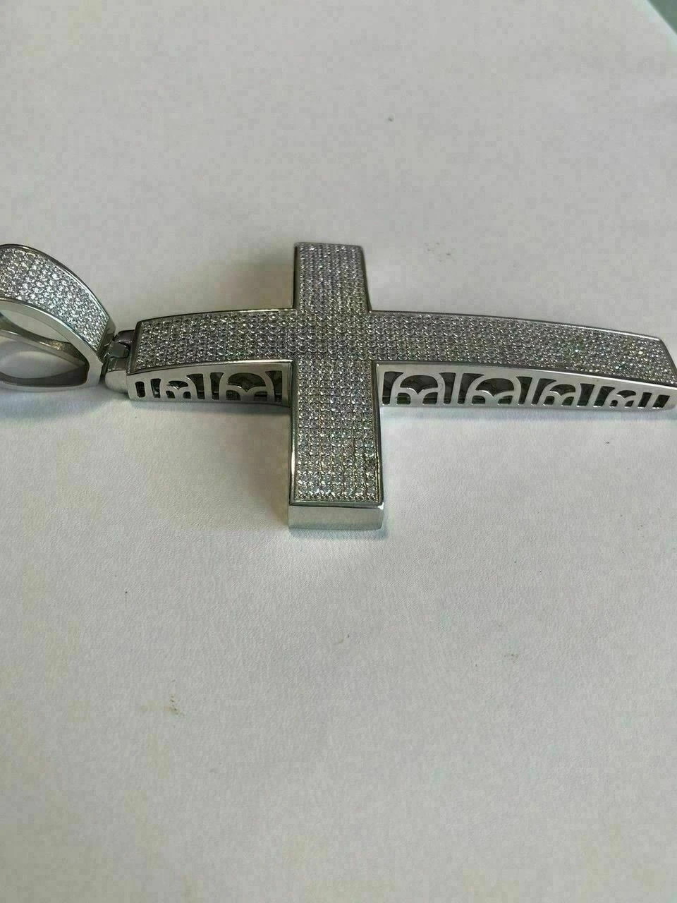 Large Solid 925 Silver Mens Cross 5ct Diamonds 3.25” BIG Hip Hop Pendant Jesus 13 Large Solid 925 Silver Mens Cross 5ct Diamonds 3.25” BIG Hip Hop Pendant Jesus - Image 11