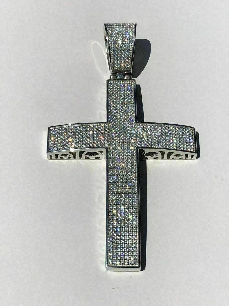 Large Solid 925 Silver Mens Cross 5ct Diamonds 3.25” BIG Hip Hop Pendant Jesus 14 Large Solid 925 Silver Mens Cross 5ct Diamonds 3.25” BIG Hip Hop Pendant Jesus - Image 12