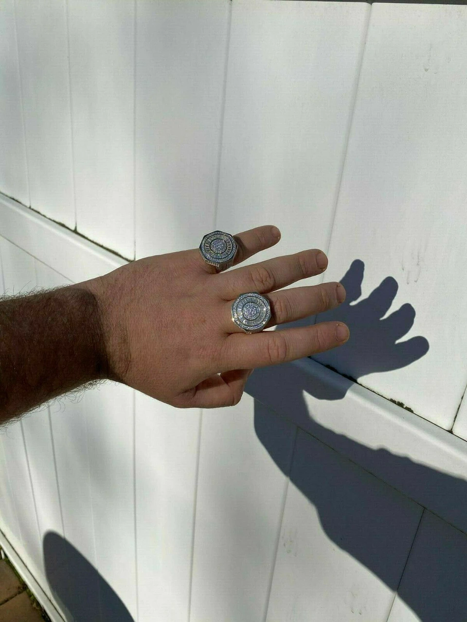 Large Solid Real 925 Sterling Silver 14k Gold Finish Baguette Pinky Ring Hip Hop 8 Large Solid Real 925 Sterling Silver 14k Gold Finish Baguette Pinky Ring Hip Hop - Image 7