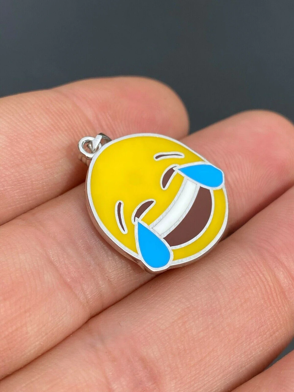 Laughing Smiley LOL Emoji Solid 925 Sterling Silver 1" Pendant For Necklace 8 Laughing Smiley LOL Emoji Solid 925 Sterling Silver 1" Pendant For Necklace - Image 6