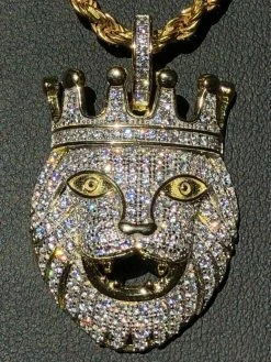 Lion W. Crown Solid 925 Sterling Silver Pendant Diamond African Rasta LEO Chain 13 Lion W. Crown Solid 925 Sterling Silver Pendant Diamond African Rasta LEO Chain -Harlem Bling Shop harlembling lion w crown solid 925 sterling silver pendant diamond african rasta leo chain 26597.1664395921