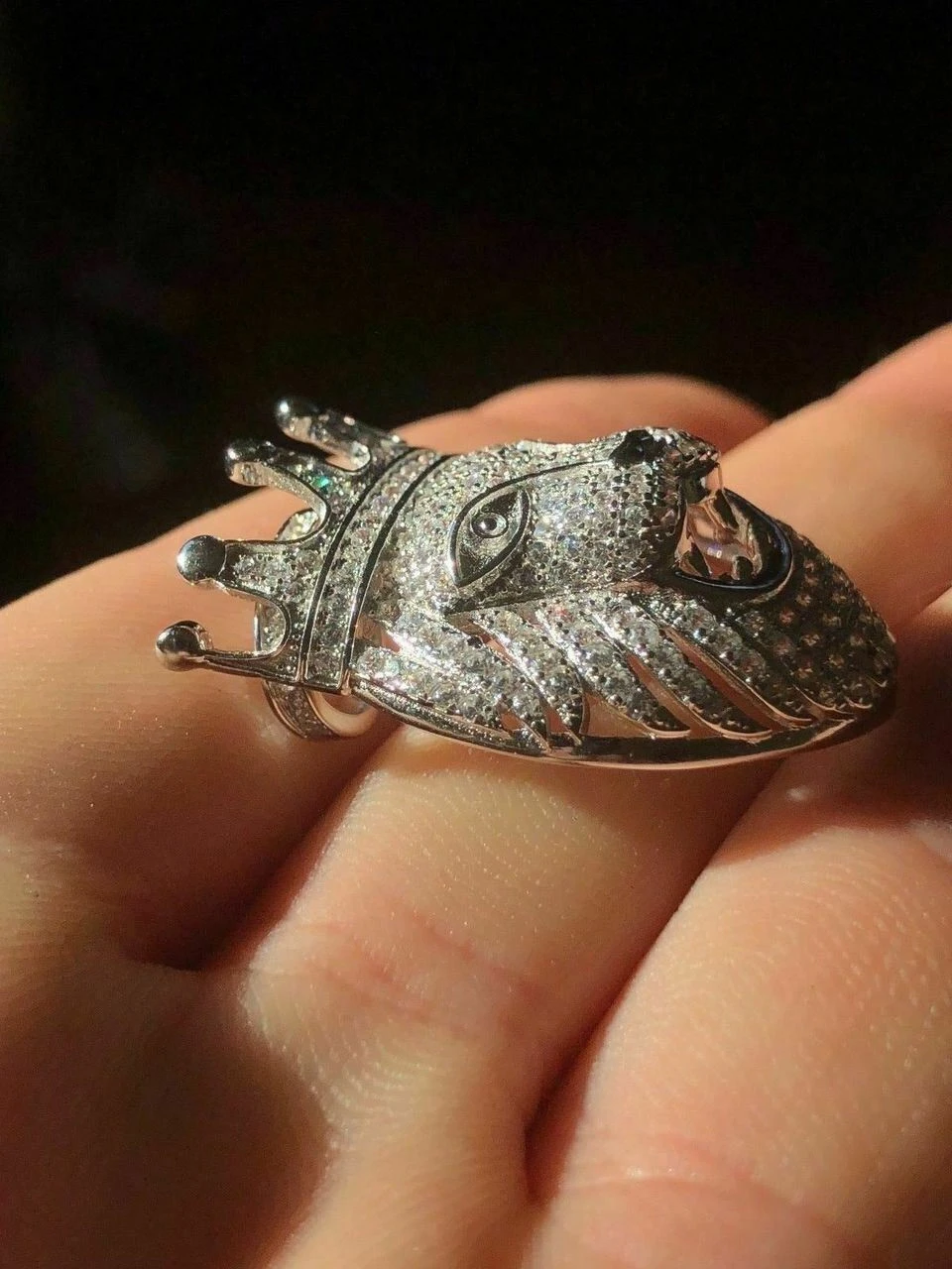 Lion W. Crown Solid 925 Sterling Silver Pendant Diamond African Rasta LEO Chain 9 Lion W. Crown Solid 925 Sterling Silver Pendant Diamond African Rasta LEO Chain - Image 7