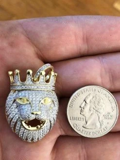 Lion W. Crown Solid 925 Sterling Silver Pendant Diamond African Rasta LEO Chain 16 Lion W. Crown Solid 925 Sterling Silver Pendant Diamond African Rasta LEO Chain -Harlem Bling Shop harlembling lion w crown solid 925 sterling silver pendant diamond african rasta leo chain 90007.1664375640