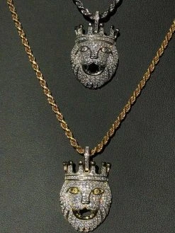 Lion W. Crown Solid 925 Sterling Silver Pendant Diamond African Rasta LEO Chain 14 Lion W. Crown Solid 925 Sterling Silver Pendant Diamond African Rasta LEO Chain -Harlem Bling Shop harlembling lion w crown solid 925 sterling silver pendant diamond african rasta leo chain 97339.1664398819
