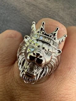 Lion W. Moissanite Baguette Crown 3D Mens Ring - Real Solid 925 Sterling Silver 32 Lion W. Moissanite Baguette Crown 3D Mens Ring - Real Solid 925 Sterling Silver -Harlem Bling Shop harlembling lion w moissanite baguette crown 3d mens ring real solid 925 sterling silver 07693.1690329831