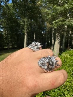 Lion W. Moissanite Baguette Crown 3D Mens Ring - Real Solid 925 Sterling Silver 30 Lion W. Moissanite Baguette Crown 3D Mens Ring - Real Solid 925 Sterling Silver -Harlem Bling Shop harlembling lion w moissanite baguette crown 3d mens ring real solid 925 sterling silver 15705.1690329967