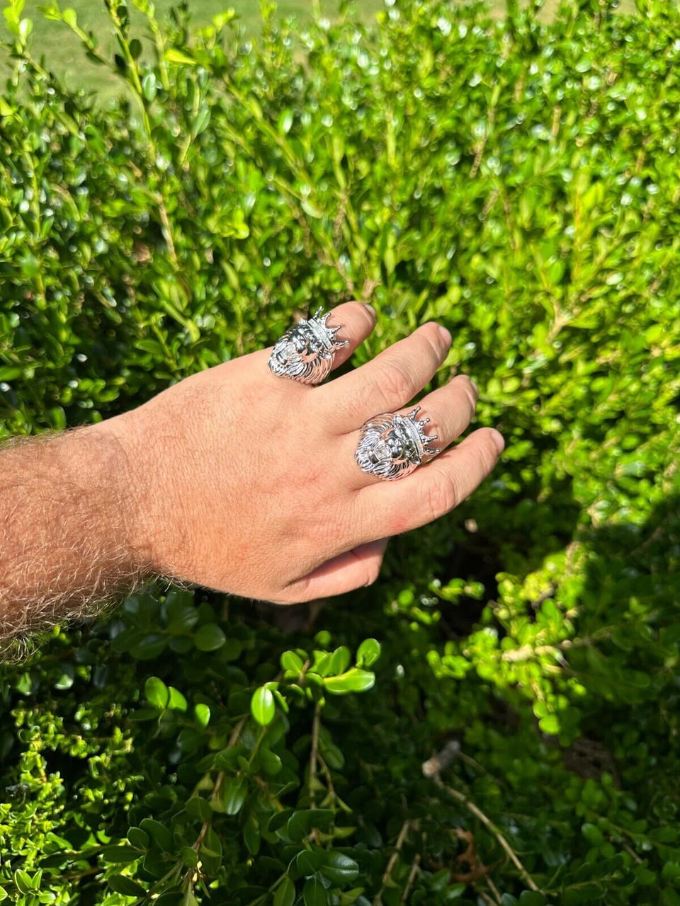 Lion W. Moissanite Baguette Crown 3D Mens Ring - Real Solid 925 Sterling Silver 8 Lion W. Moissanite Baguette Crown 3D Mens Ring - Real Solid 925 Sterling Silver - Image 6