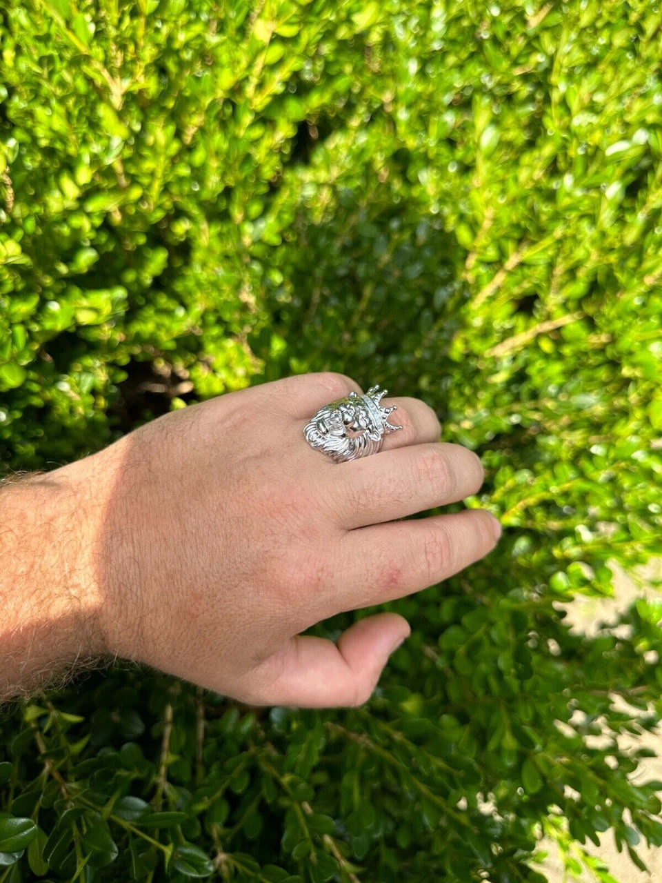 Lion W. Moissanite Baguette Crown 3D Mens Ring - Real Solid 925 Sterling Silver 12 Lion W. Moissanite Baguette Crown 3D Mens Ring - Real Solid 925 Sterling Silver - Image 10