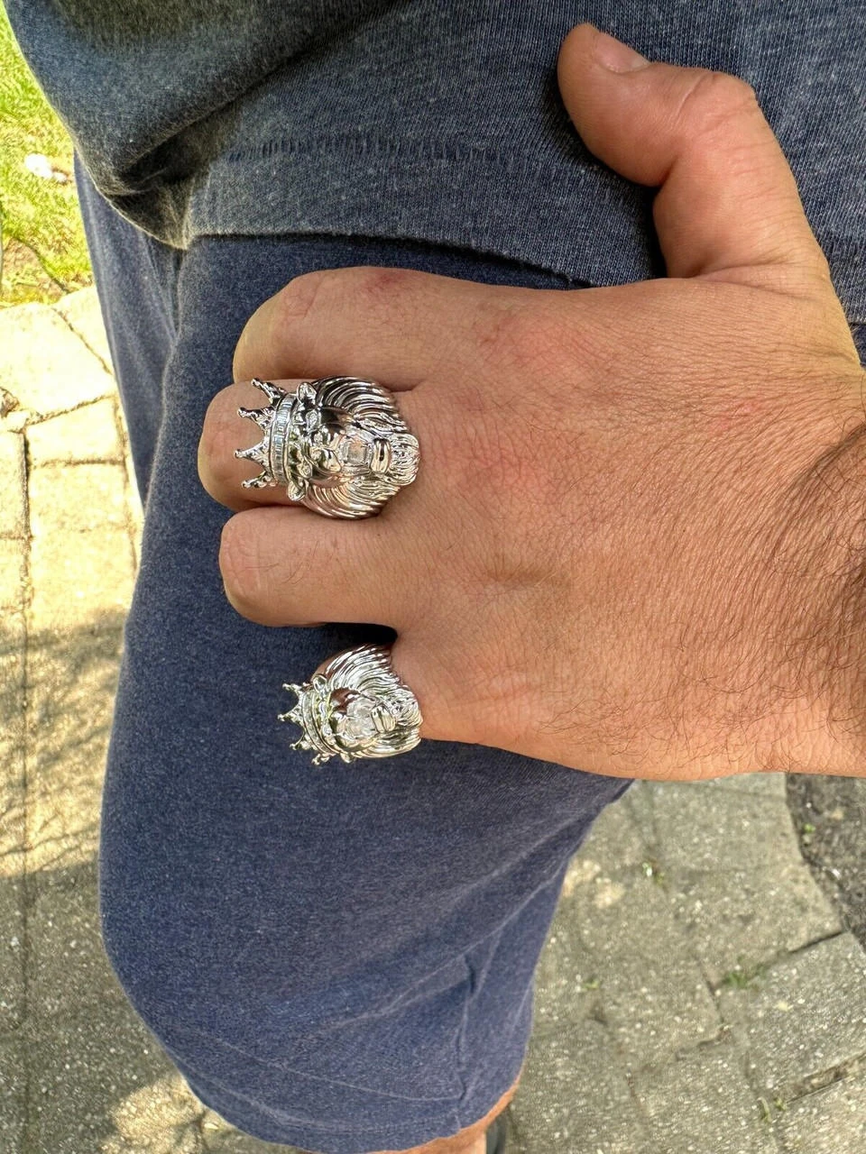 Lion W. Moissanite Baguette Crown 3D Mens Ring - Real Solid 925 Sterling Silver 17 Lion W. Moissanite Baguette Crown 3D Mens Ring - Real Solid 925 Sterling Silver - Image 15