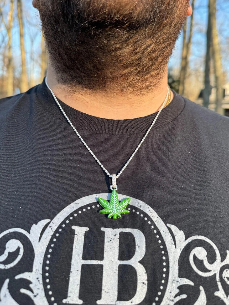 Marijuana Pendant Moissanite 925 Silver Marijuana Weed Leaf Pendant Necklace 6 Marijuana Pendant Moissanite 925 Silver Marijuana Weed Leaf Pendant Necklace - Image 4