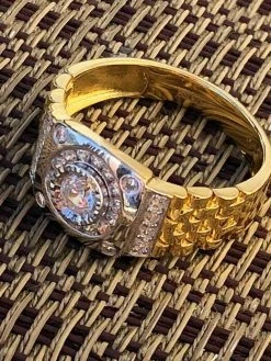 Men 10k Gold & Real Solid 925 Sterling Silver Presidential Watch Band Ring Pinky -Harlem Bling Shop harlembling men 10k gold and real solid 925 sterling silver presidential watch band ring pinky 34014.1664384388