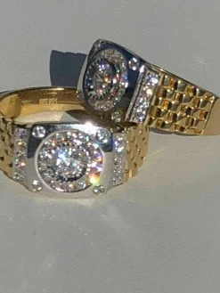 Men 10k Gold & Real Solid 925 Sterling Silver Presidential Watch Band Ring Pinky -Harlem Bling Shop harlembling men 10k gold and real solid 925 sterling silver presidential watch band ring pinky 76057.1664391767