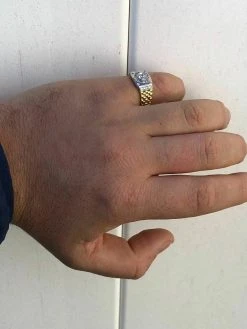 Men 10k Gold & Real Solid 925 Sterling Silver Presidential Watch Band Ring Pinky -Harlem Bling Shop harlembling men 10k gold and real solid 925 sterling silver presidential watch band ring pinky 90156.1664397021