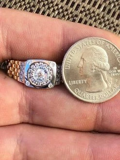 Men 10k Gold & Real Solid 925 Sterling Silver Presidential Watch Band Ring Pinky -Harlem Bling Shop harlembling men 10k gold and real solid 925 sterling silver presidential watch band ring pinky 93561.1664396628