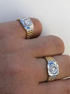 Men 10k Gold & Real Solid 925 Sterling Silver Presidential Watch Band Ring Pinky -Harlem Bling Shop harlembling men 10k gold and real solid 925 sterling silver presidential watch band ring pinky 99871.1664400502