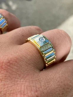 Men 14k Gold 925 Sterling Silver Presidential Wedding Band Ring Pinky Solitaire -Harlem Bling Shop harlembling men 14k gold 925 sterling silver presidential wedding band ring pinky solitaire 37462.1665671334