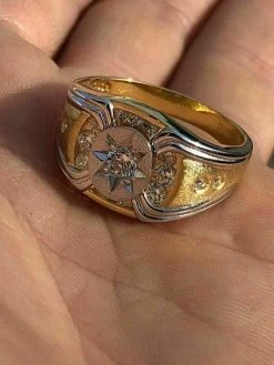Men 14k Gold & Real Solid 925 Silver Super Iced Star Ring Size Man Made Diamond -Harlem Bling Shop harlembling men 14k gold and real solid 925 silver super iced star ring size man made diamond 42303.1664398435