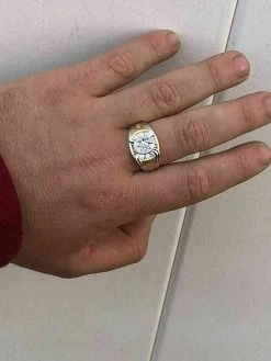 Men 14k Gold & Real Solid 925 Silver Super Iced Star Ring Size Man Made Diamond -Harlem Bling Shop harlembling men 14k gold and real solid 925 silver super iced star ring size man made diamond 69277.1664396803