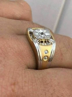 Men 14k Gold & Real Solid 925 Silver Super Iced Star Ring Size Man Made Diamond -Harlem Bling Shop harlembling men 14k gold and real solid 925 silver super iced star ring size man made diamond 90237.1664394915