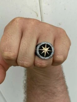 Men 14k Gold & Real Solid 925 Sterling Silver Anchor Sailor Compass Ring Sz 7-13 -Harlem Bling Shop harlembling men 14k gold and real solid 925 sterling silver anchor sailor compass ring sz 7 13 07148.1664378162