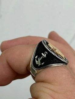 Men 14k Gold & Real Solid 925 Sterling Silver Anchor Sailor Compass Ring Sz 7-13 -Harlem Bling Shop harlembling men 14k gold and real solid 925 sterling silver anchor sailor compass ring sz 7 13 11252.1664396275