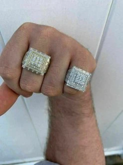 Men 14k Gold Sterling Silver Baguette Diamond Square Flooded Out Icy Pinky RING 23 Men 14k Gold Sterling Silver Baguette Diamond Square Flooded Out Icy Pinky RING -Harlem Bling Shop harlembling men 14k gold sterling silver baguette diamond square flooded out icy pinky ring 70719.1664371707