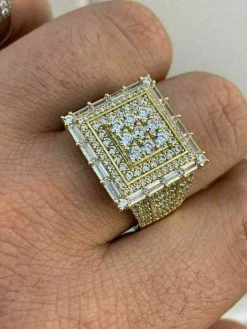 Men 14k Gold Sterling Silver Baguette Diamond Square Flooded Out Icy Pinky RING 16 Men 14k Gold Sterling Silver Baguette Diamond Square Flooded Out Icy Pinky RING -Harlem Bling Shop harlembling men 14k gold sterling silver baguette diamond square flooded out icy pinky ring 92185.1664387718