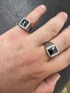 Men Real 925 Sterling Silver Simulated Black Diamond Gem Stone Pinky Ring Iced -Harlem Bling Shop harlembling men real 925 sterling silver simulated black diamond gem stone pinky ring iced 35269.1664301745