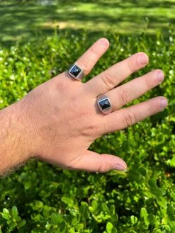 Men Real 925 Sterling Silver Simulated Black Diamond Gem Stone Pinky Ring Iced -Harlem Bling Shop harlembling men real 925 sterling silver simulated black diamond gem stone pinky ring iced 54271.1664301724