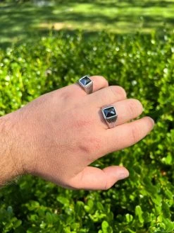 Men Real 925 Sterling Silver Simulated Black Diamond Gem Stone Pinky Ring Iced -Harlem Bling Shop harlembling men real 925 sterling silver simulated black diamond gem stone pinky ring iced 64247.1664301847