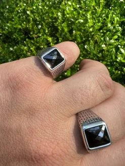 Men Real 925 Sterling Silver Simulated Black Diamond Gem Stone Pinky Ring Iced -Harlem Bling Shop harlembling men real 925 sterling silver simulated black diamond gem stone pinky ring iced 79738.1664300273