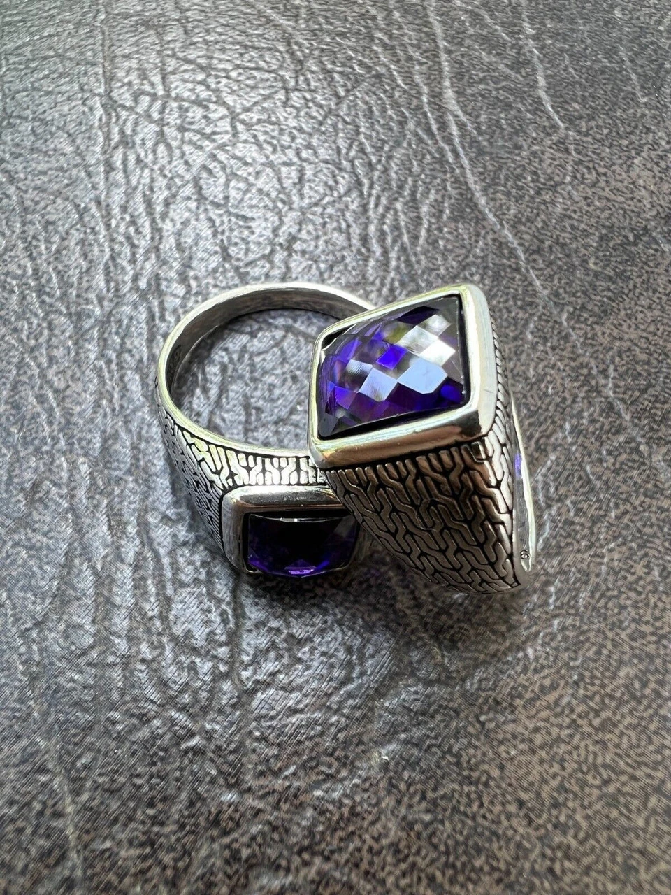 Men Real 925 Sterling Silver Simulated Purple Amethyst Gem Stone Pinky Ring Iced 6 Men Real 925 Sterling Silver Simulated Purple Amethyst Gem Stone Pinky Ring Iced - Image 4