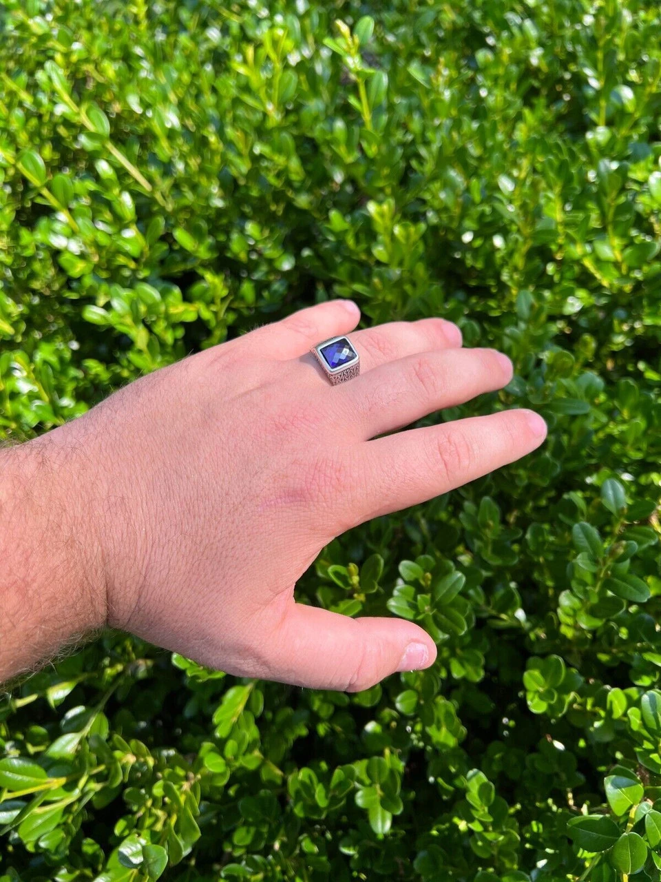 Men Real 925 Sterling Silver Simulated Purple Amethyst Gem Stone Pinky Ring Iced 12 Men Real 925 Sterling Silver Simulated Purple Amethyst Gem Stone Pinky Ring Iced - Image 10