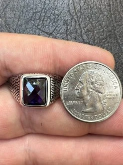 Men Real 925 Sterling Silver Simulated Purple Amethyst Gem Stone Pinky Ring Iced 18 Men Real 925 Sterling Silver Simulated Purple Amethyst Gem Stone Pinky Ring Iced -Harlem Bling Shop harlembling men real 925 sterling silver simulated purple amethyst gem stone pinky ring iced 53698.1664302456