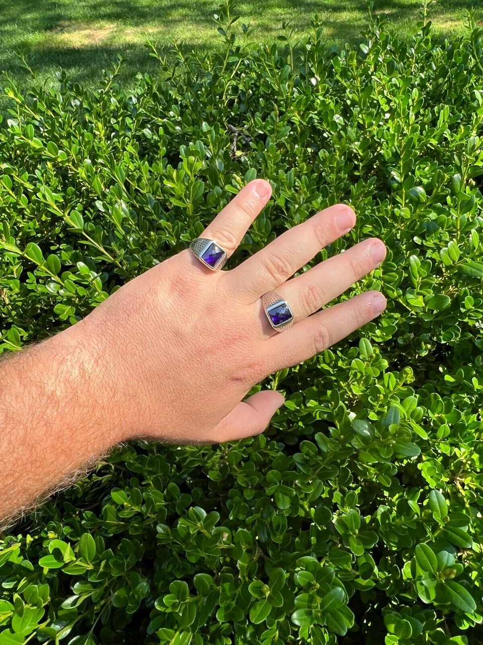 Men Real 925 Sterling Silver Simulated Purple Amethyst Gem Stone Pinky Ring Iced 11 Men Real 925 Sterling Silver Simulated Purple Amethyst Gem Stone Pinky Ring Iced - Image 9