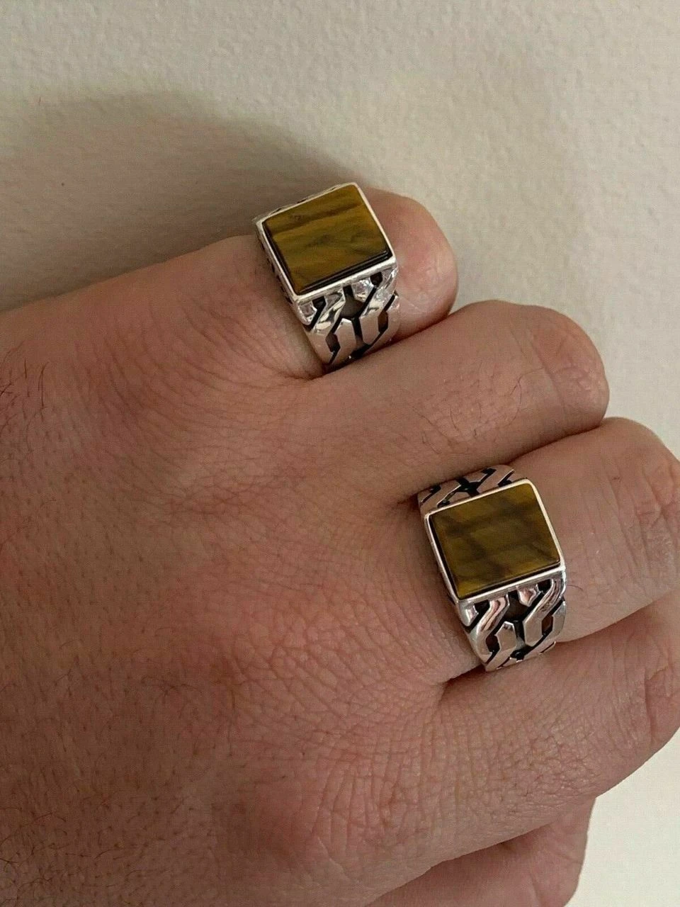 Men Real Solid 925 Sterling Silver Tiger's Eye Ring Size 7-13 Pinky Oxidized 12 Men Real Solid 925 Sterling Silver Tiger's Eye Ring Size 7-13 Pinky Oxidized - Image 10