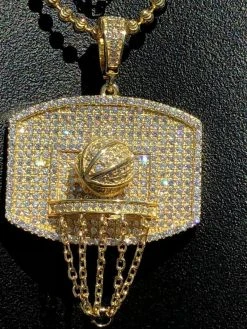 Men Solid 925 Silver Basketball W. Hoop Diamond Pendant W. Chain 14k Gold ICED 24 Men Solid 925 Silver Basketball W. Hoop Diamond Pendant W. Chain 14k Gold ICED -Harlem Bling Shop harlembling men solid 925 silver basketball w hoop diamond pendant w chain 14k gold iced 96181.1664396310